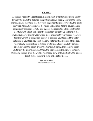 descriptive example essay by of anushka2003 Beach The Description Teaching descriptive example essay by of anushka2003 Beach The Description Teaching