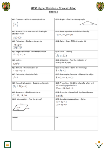 KS4 GCSE Higher tier revision