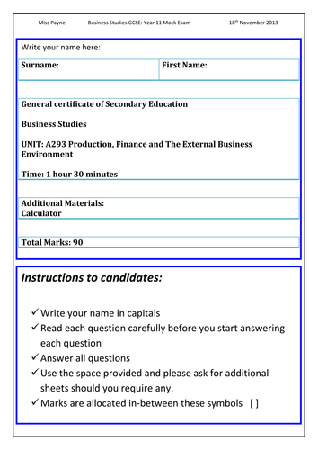 Adaptable 90 Mark Assessment for OCR GCSE