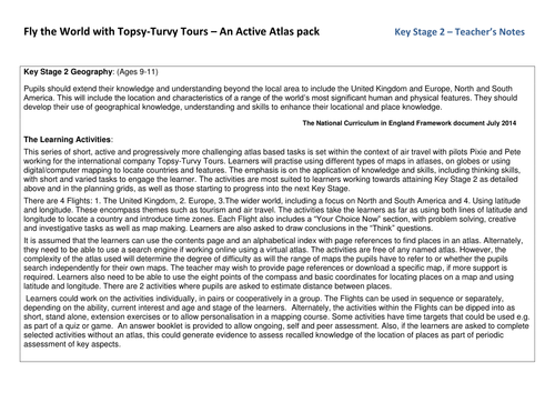 Fly the world with Topsy-Turvy Tours - active atlas pack