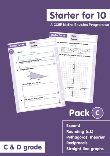 Starter for 10 - GCSE Maths Revision Programme - C/D grade - Pack C