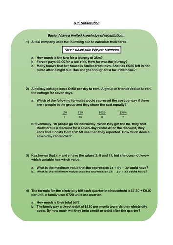GCSE Higher Revision - 5.1. Basic Algebra