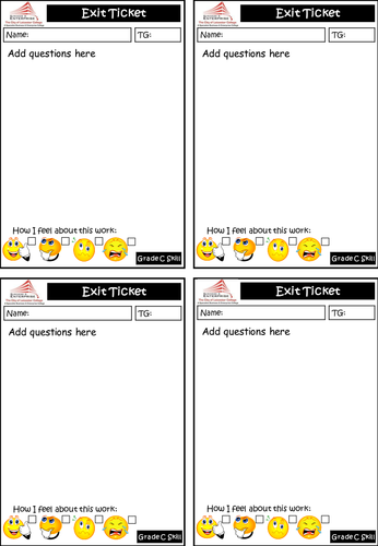 Quick Exit Ticket Template for AfL by MathsImpact - Teaching Resources