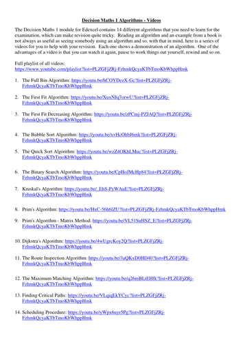 Decision Maths 1 Algorithms Videos