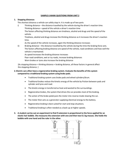 Model 6 marks answers from AQA Physics unit 2