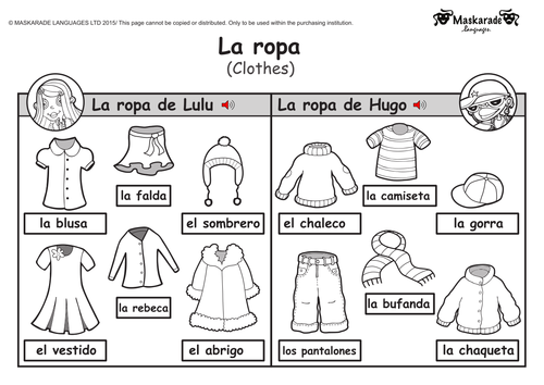 KS1- SPANISH: Clothes