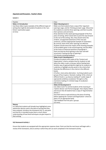 Effective Argument and Persuasion for the GCSE English Writing Exam.