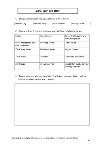 Geography:  Design your own plant worksheet