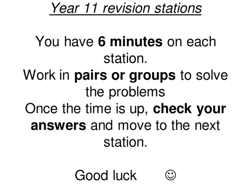 Year 11 higher revision stations