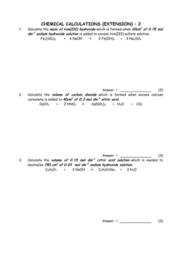 Chemistry: Mass and Volume Calculations