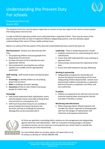 Understanding the Prevent Duty for schools by Victvs - Teaching ...