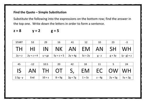 Find the Quote Algebra - Simple Substitution