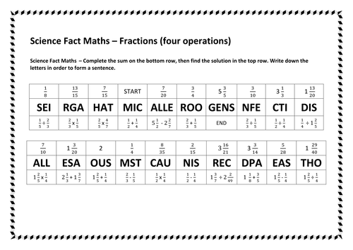 Science Fact Maths – Fractions (four operations)