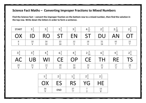 Science Fact Maths –  Converting Improper Fractions to Mixed Numbers 1