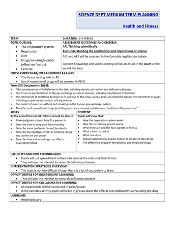 Health and Fitness Science Unit Plan (KS3)