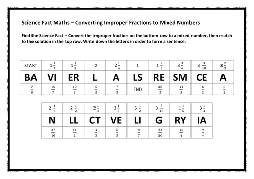 Science Fact Maths –  Converting Improper Fractions to Mixed Numbers 2