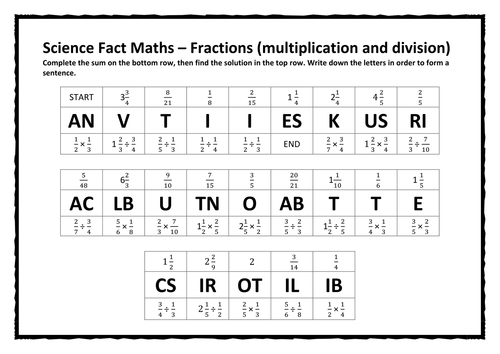 Science Fact Maths – Fractions (multiplication and division)