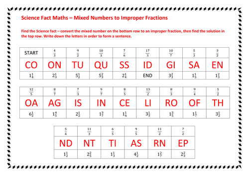 Science Fact Maths – Mixed Numbers to Improper Fractions