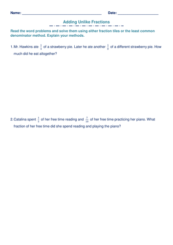 Maths: Adding Unlike Fractions 