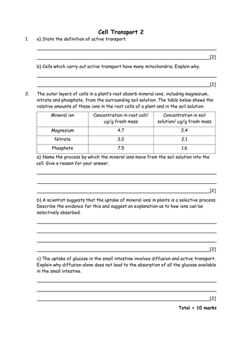 Biology: Transport of substances in cells