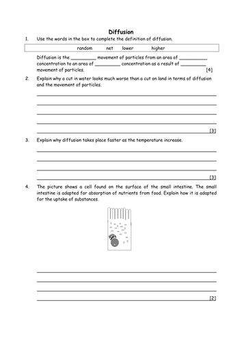 Biology: Diffusion and movement of particles