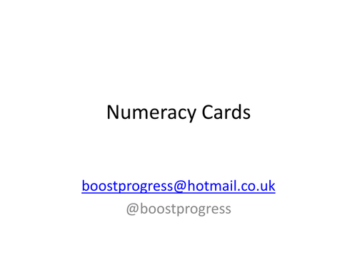 Numeracy cards