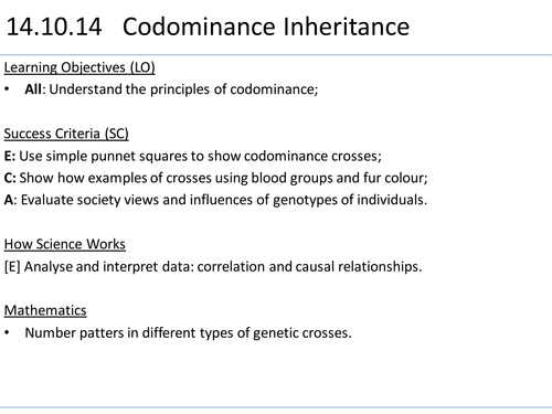 A2 Biology - Inheritance - 3 - Codominance