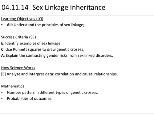 A2 Biology - Inheritance - 5 - Sex Linkage