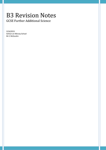 Edexcel Science (Additional and Further additonal) Revision notes- Please Comment