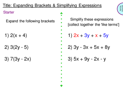 Expanding Brackets and Simplifying Expressions