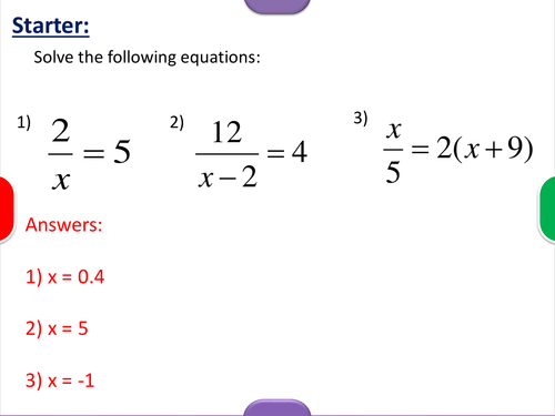 Solving Algebraic Fractions