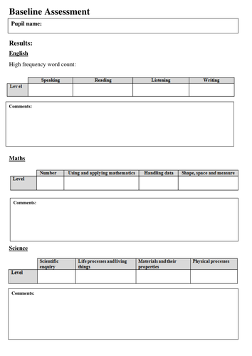 SEN Baseline assessment for tracking progress