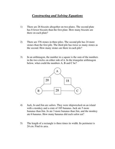 Constructing and Solving Equations