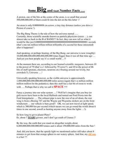 Some Big and Small Number Facts