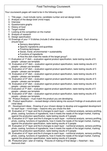 Aqa food technology coursework