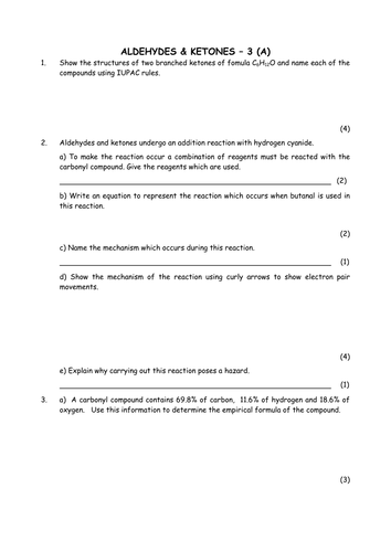 Chemistry: Aldehyde and ketone molecules