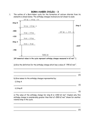 Chemistry: Born Haber calculations 