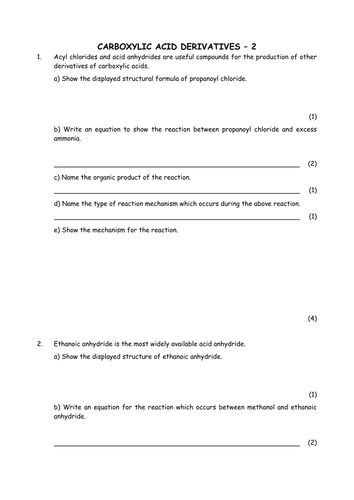 Chemistry: Carboxylic acid derivatives 