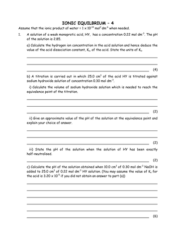 Chemistry: Equilibrium Reactions and pH curves