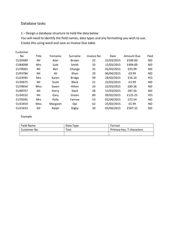 Create Database - queries, select and calculated