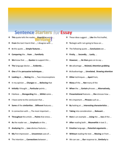 opening essay starters