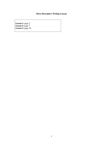 Three Descriptive Writing Lessons