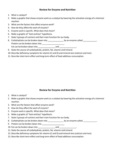 Enzyme and Nutrition