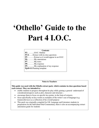 Responding to an 'Othello' extract