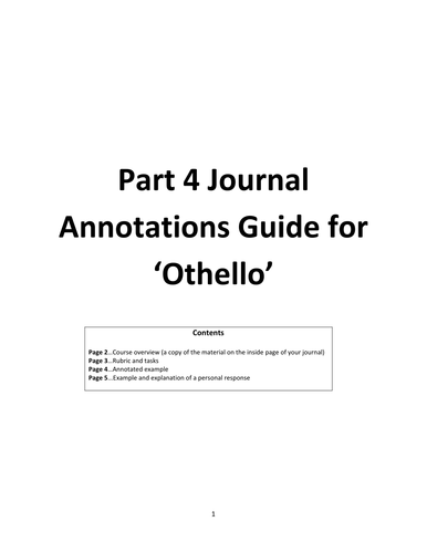 A Guide to Annotating extracts from 'Othello'