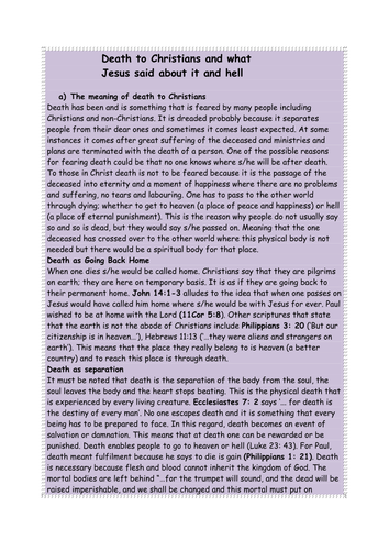 What is death to Christians and what Jesus said about it