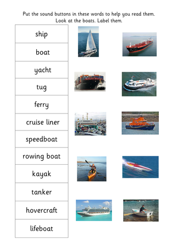 Phonics Year 1/2 add the sound buttons (boat theme) | Teaching Resources