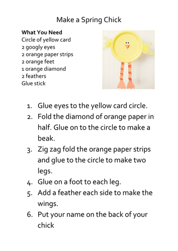 Instructions to make a spring chick