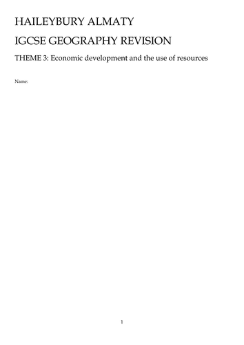 Cambridge IGCSE Economic Development Revision