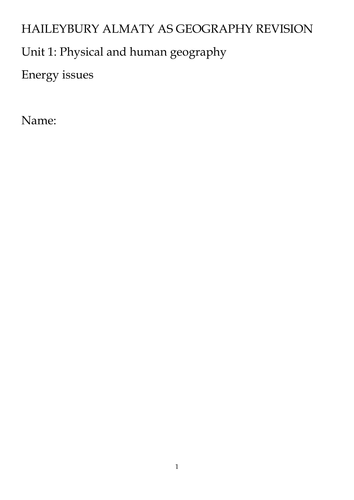 AQA AS Energy Revision